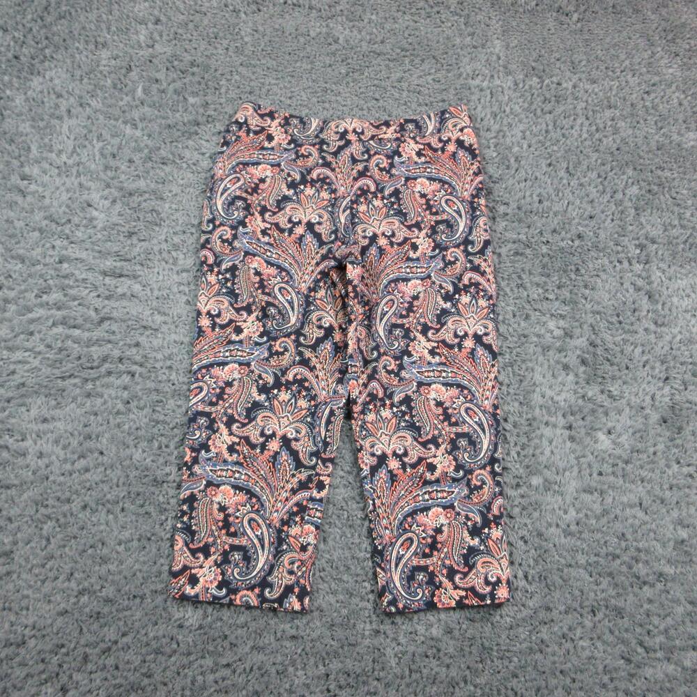Pendleton Capri Pants Womens 12 Petite Blue Paisley Stretch Straight 33x22.5*
